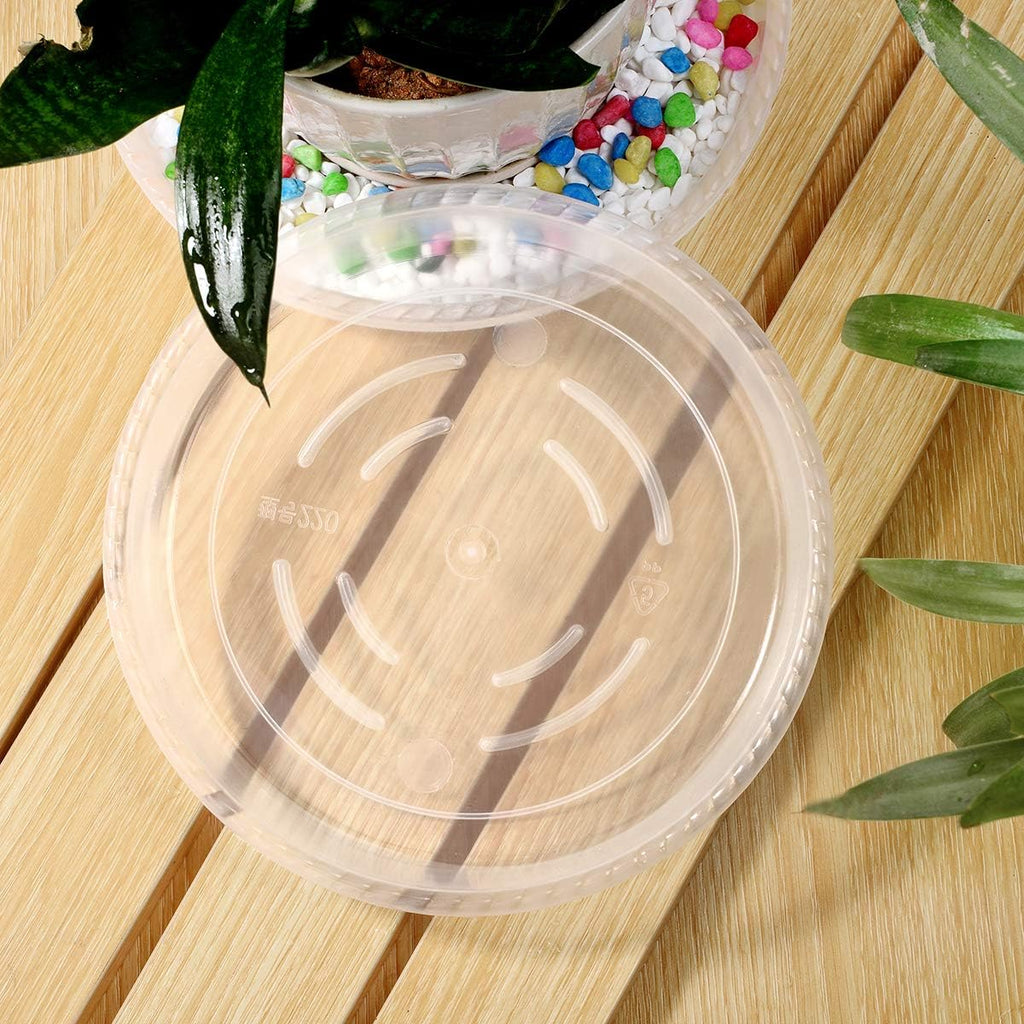 Large Plant Saucers Drip Tray 2 Pack 14 Inch Heavy Sturdy Plastic Flower Pot Saucers for Indoor,Clear Plastic Planter Water Tray for Plant Pots Liners (14''-Clear) - view 3