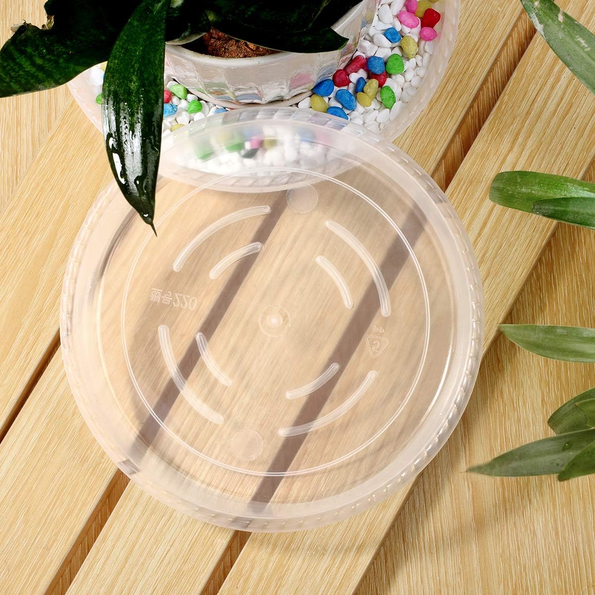 Large Plant Saucers Drip Tray 2 Pack 14 Inch Heavy Sturdy Plastic Flower Pot Saucers for Indoor,Clear Plastic Planter Water Tray for Plant Pots Liners (14''-Clear) - view 3