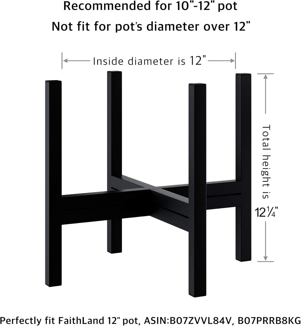 Mid Century Plant Stand Indoor Outdoor (EXCLUDING 12" Plant Pot), Hold Up to 12 Inch Planter, Metal Planter Stand, Potted Plant Holder, Black - Fits Snake Plant - Upgraded Design. - view 2