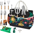 22pcs gardening tools set for women heavy duty garden hand tool kit birthday gifts for mom her wife grandma beginner gardening accessories with tote bag/shovel/repotting mat/plant labels/gloves-black