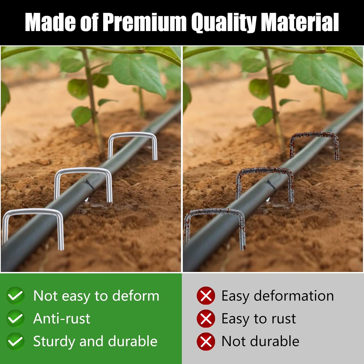 6 Inch 100 Pack Galvanized Landscape Staples Plant Cover Stakes 11 Gauge Tent Stakes Garden Stakes Landscaping Fabric SOD Pins Yard Stakes for Decoration Weed Barrier Fabric - view 8