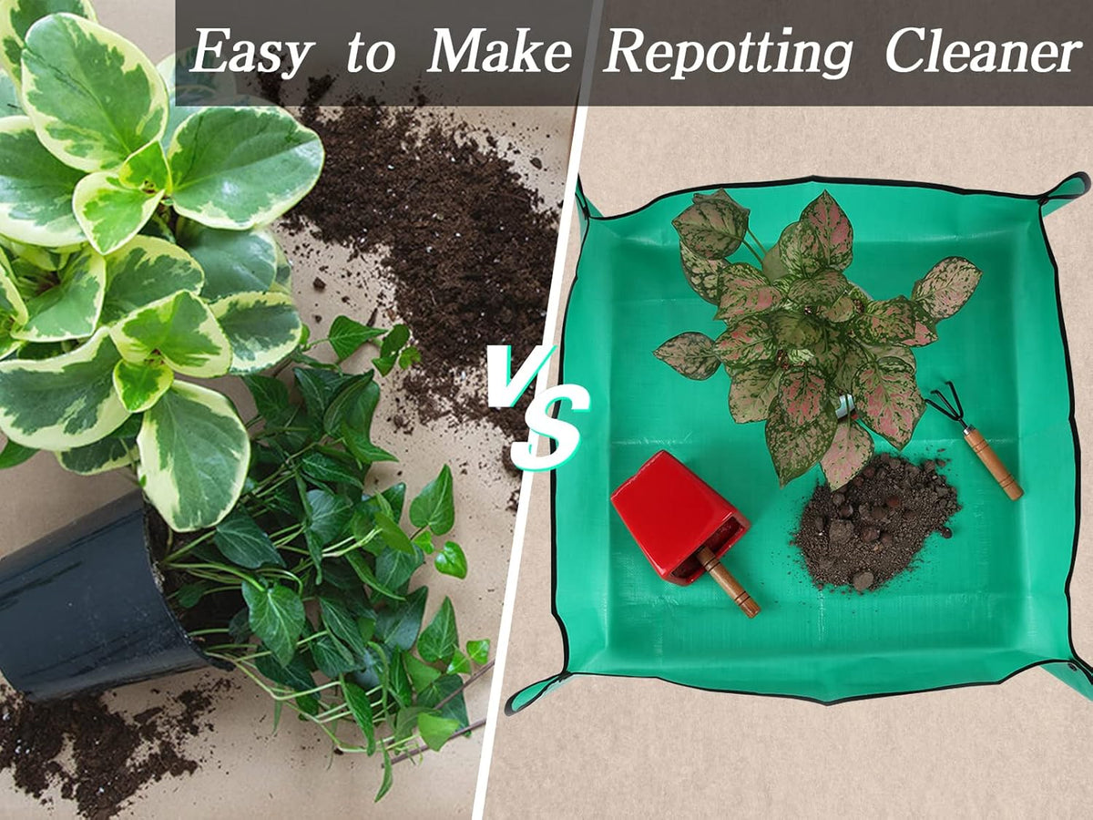 Plant Repotting Mat for Indoor Plants Potting Soil Mix, Waterproof Plant Repotting Tray, Potting Mat Gardening Tray for Indoor Potting Succulents Cactus Orchid Pots, Garden Gift(26.8"x26.8") - view 2