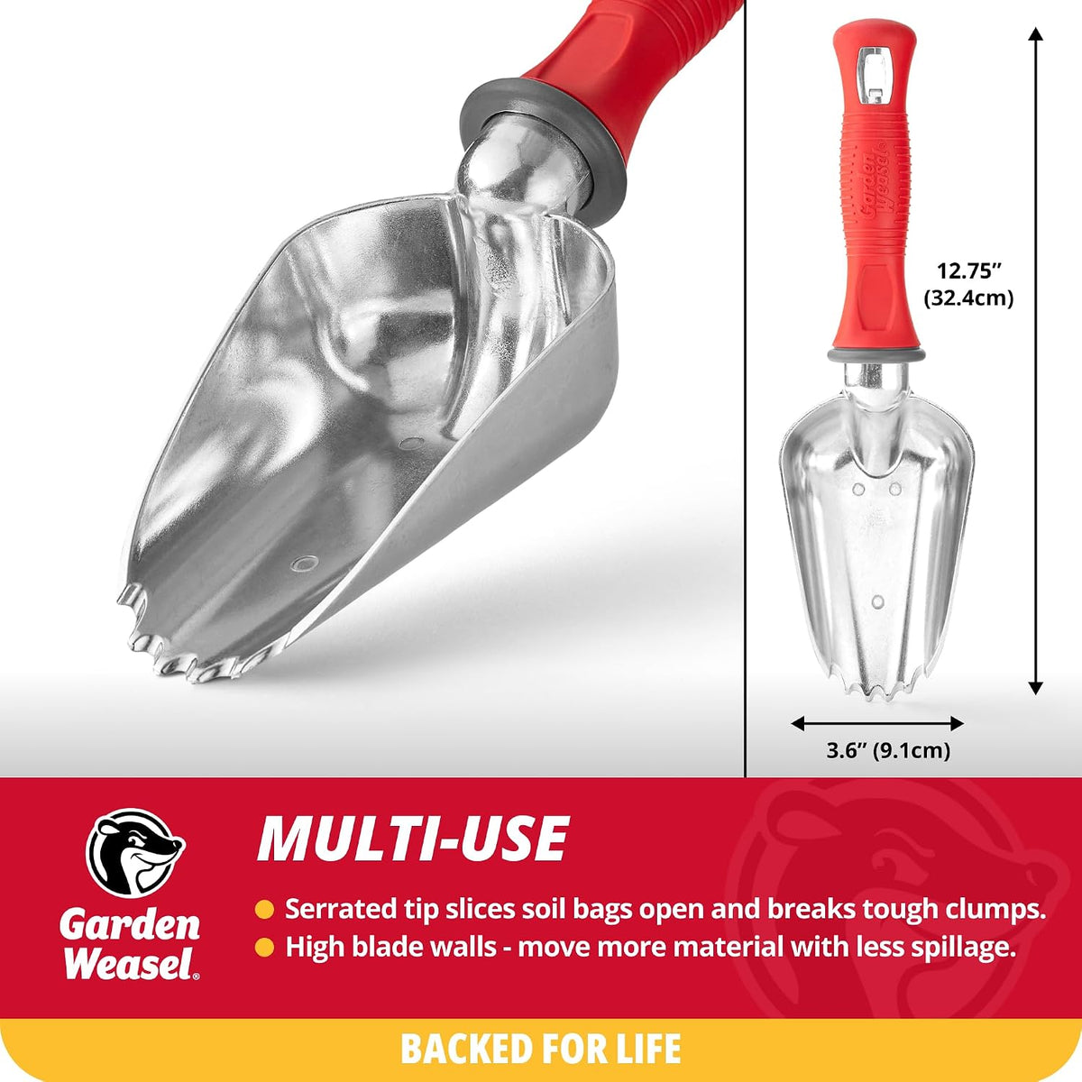 Oversized Potting Scoop for Soil Digging Planting Gardening | Heavy duty steel scoop for transplanting, moving soil & potting mix. Mini shovel design for garden beds & container planting - view 5