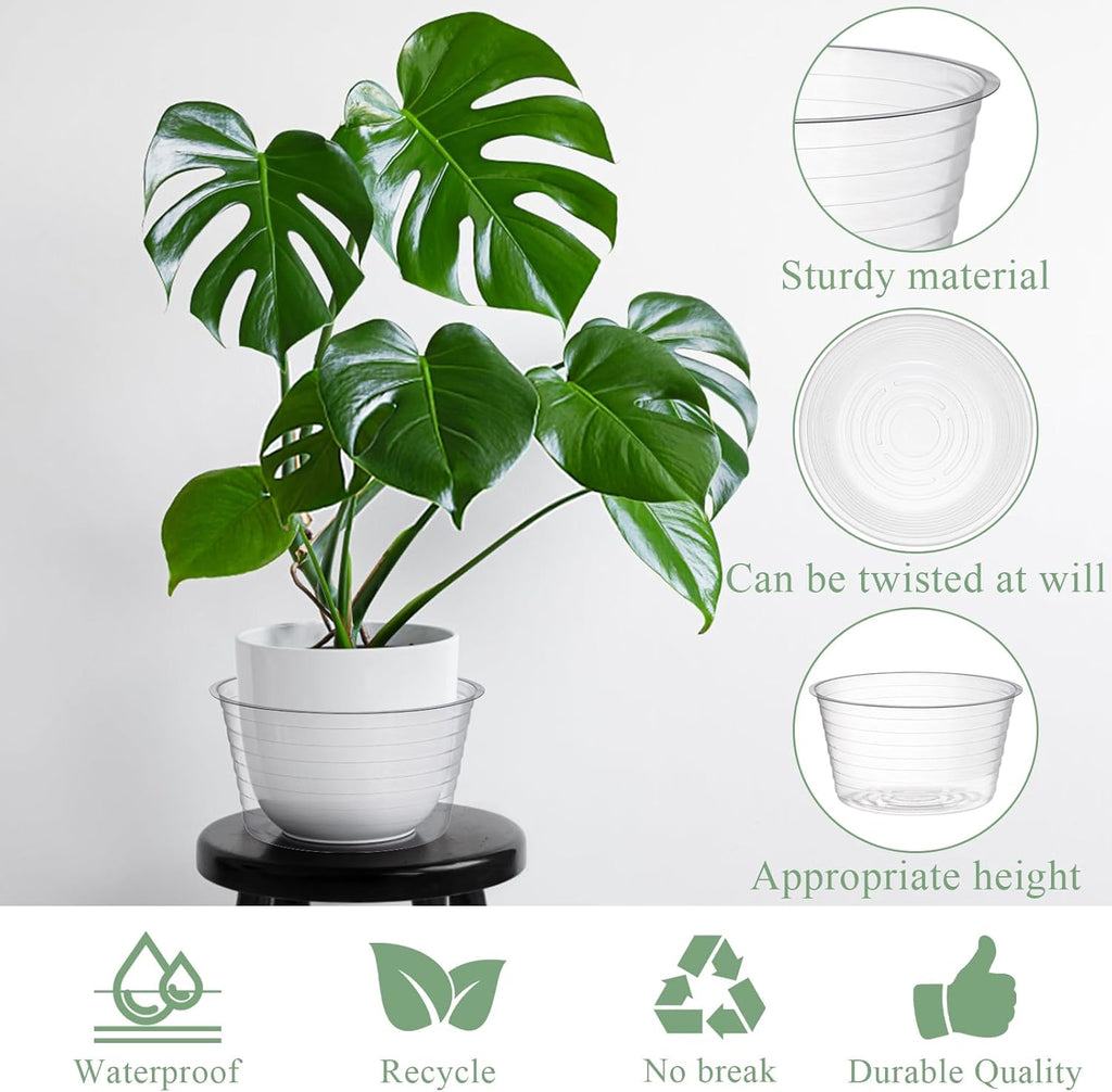 50 Pack Clear Plastic Plant Saucer Drip Tray for Pots, 6 Inch Deep Flower Pot Saucers Water Catcher Tray Watering Trays for Plants Indoors and Outdoor - view 3