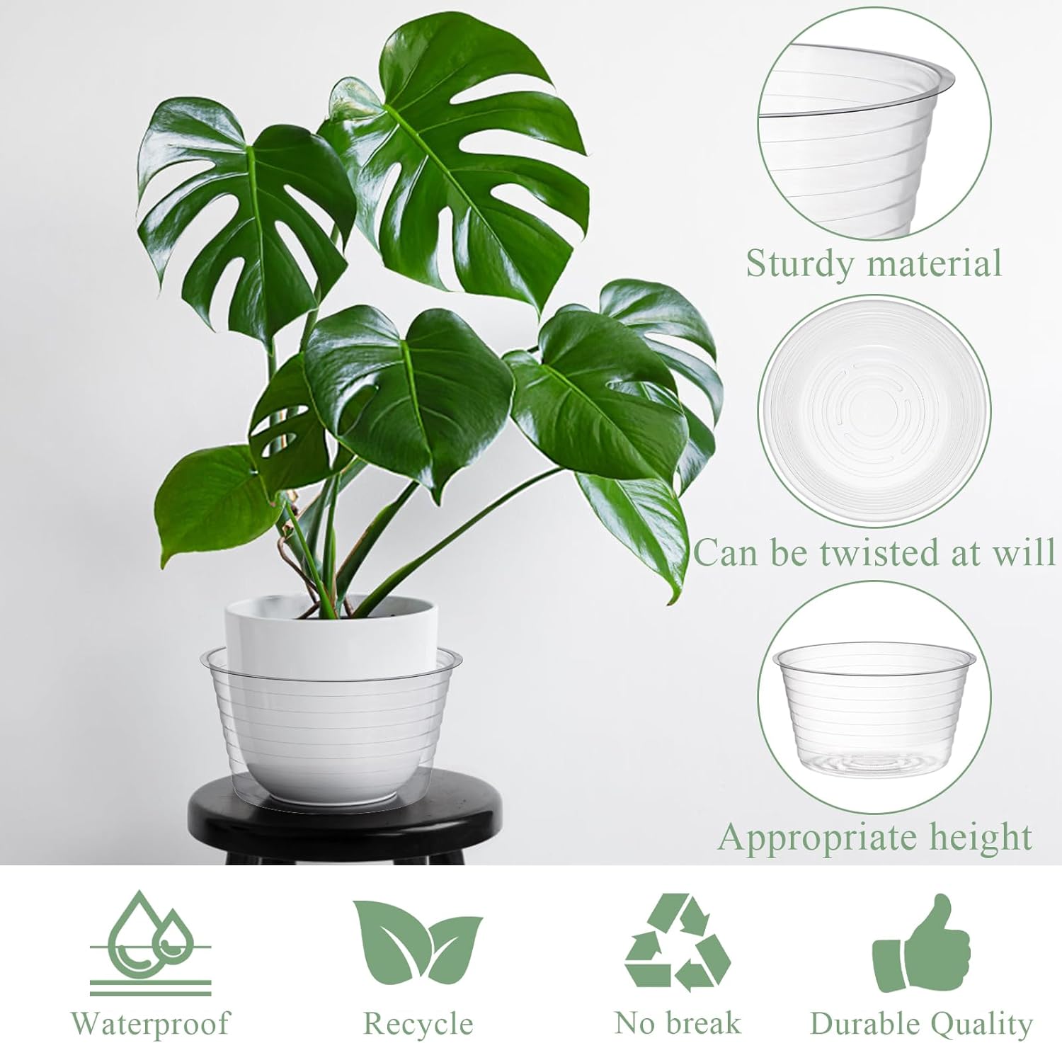50 Pack Clear Plastic Plant Saucer Drip Tray for Pots, 6 Inch Deep Flower Pot Saucers Water Catcher Tray Watering Trays for Plants Indoors and Outdoor - view 3