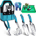 7-Piece Gardening Tools Set, Heavy Duty Garden Tools Kit with Garden Trowel, Garden Hand Shovel, Repotting Mat, Rust Resistant, Gardening Essentials & Supplies, Bag, Gifts Kits for Women