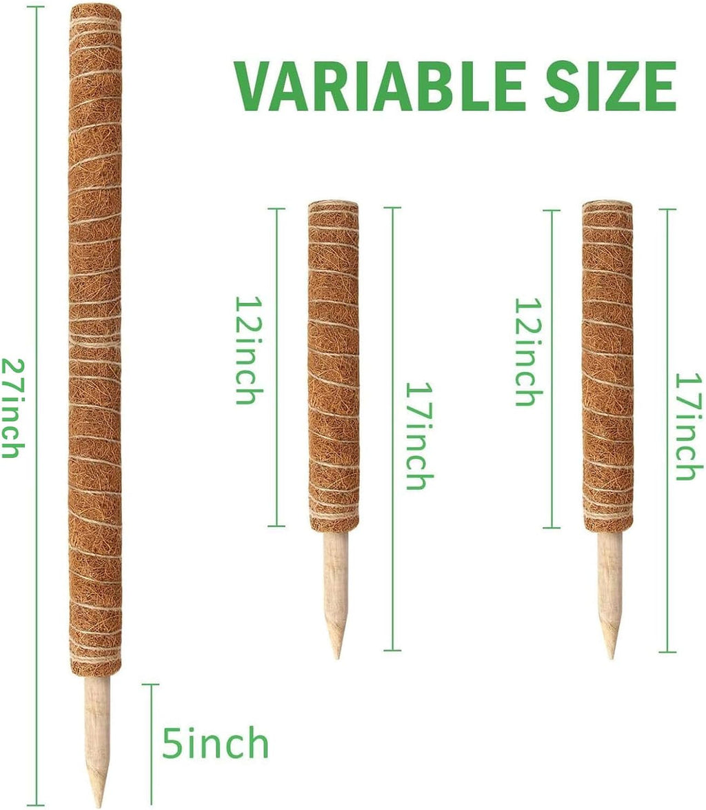 Moss Pole, 27 Inch Moss Poles - 2Pcs 17 Inch Plant Stakes Moss Sticks for Monstera Indoor Creepers Plant Support Extension Climbing Plants - view 2