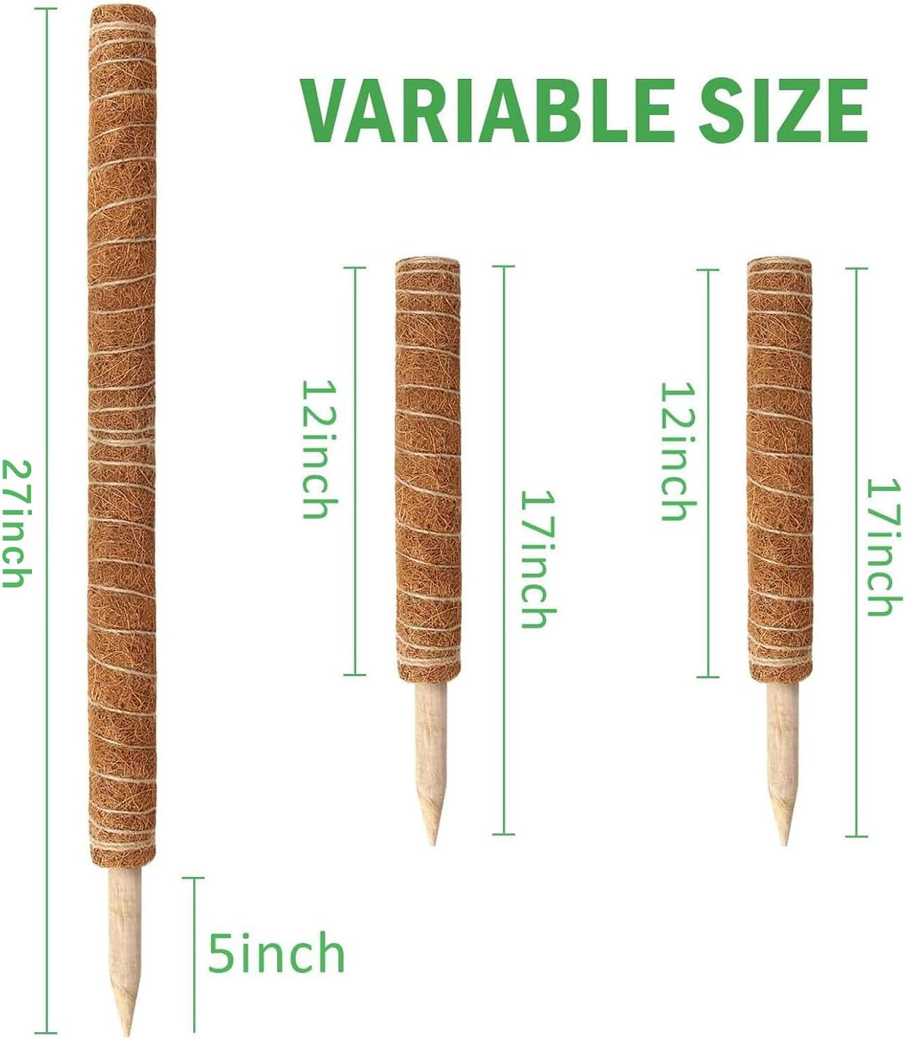 Moss Pole, 27 Inch Moss Poles - 2Pcs 17 Inch Plant Stakes Moss Sticks for Monstera Indoor Creepers Plant Support Extension Climbing Plants - view 2