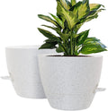 10 inch Self Watering Planters, 2 Pack Large Plastic Plant Pots with Deep Reservior and High Drainage Holes for Indoor Outdoor Plants and Flowers, Speckled White