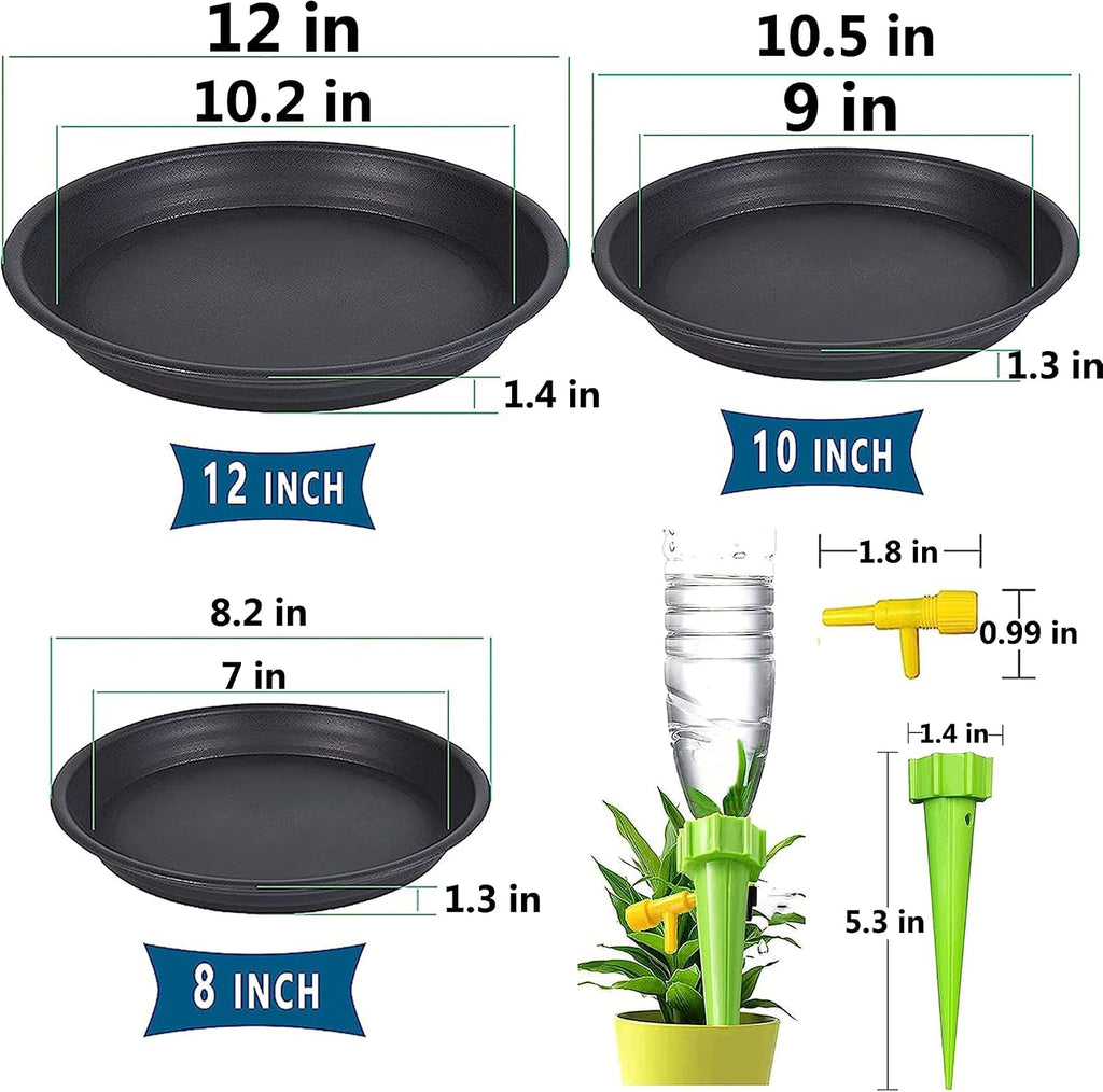 6Pack 8,10,12Inch Plastic Drip Trays Plant Saucers for Indoors Outdoor Plant, Thick Heavy Durable Sturdy Flower Pot Trays for Pots Planter, Black… - view 2