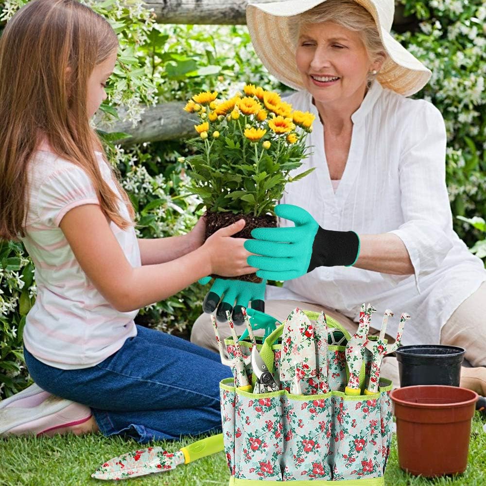 Gardening Tool Set - 13 PCS Heavy Duty Aluminum Gardening Tools Kit Floral Print Garden Tool Set with Non-Slip Rubber Handle & Durable Storage Tote Bag Gardening Supplies Gifts for Women Men - view 7