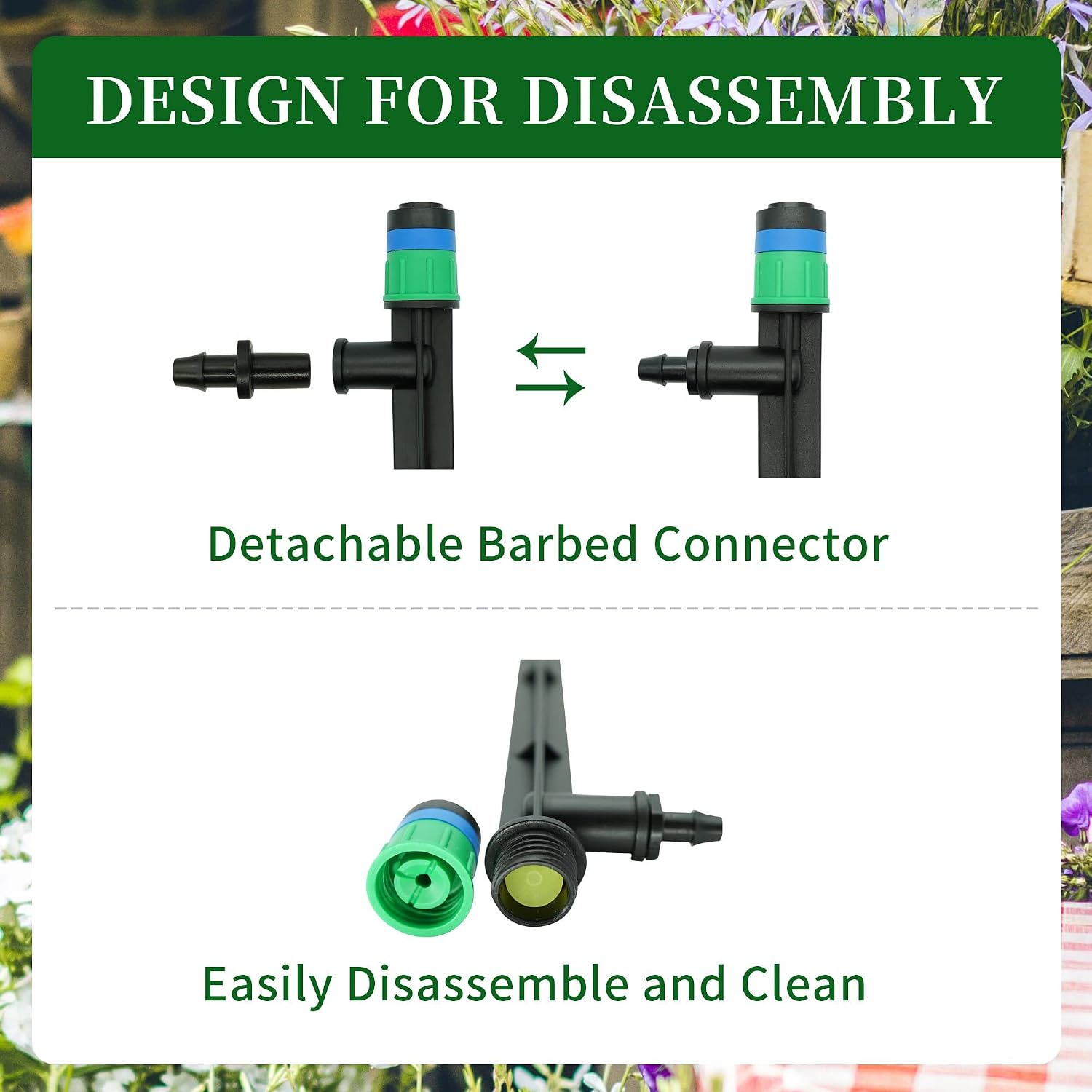 Drip irrigation drippers 360 degree micro sprinklers pressure compensating emitters with stake for 1/4 inch tubing watering system spike bubbler heads parts, 20-pack - view 5