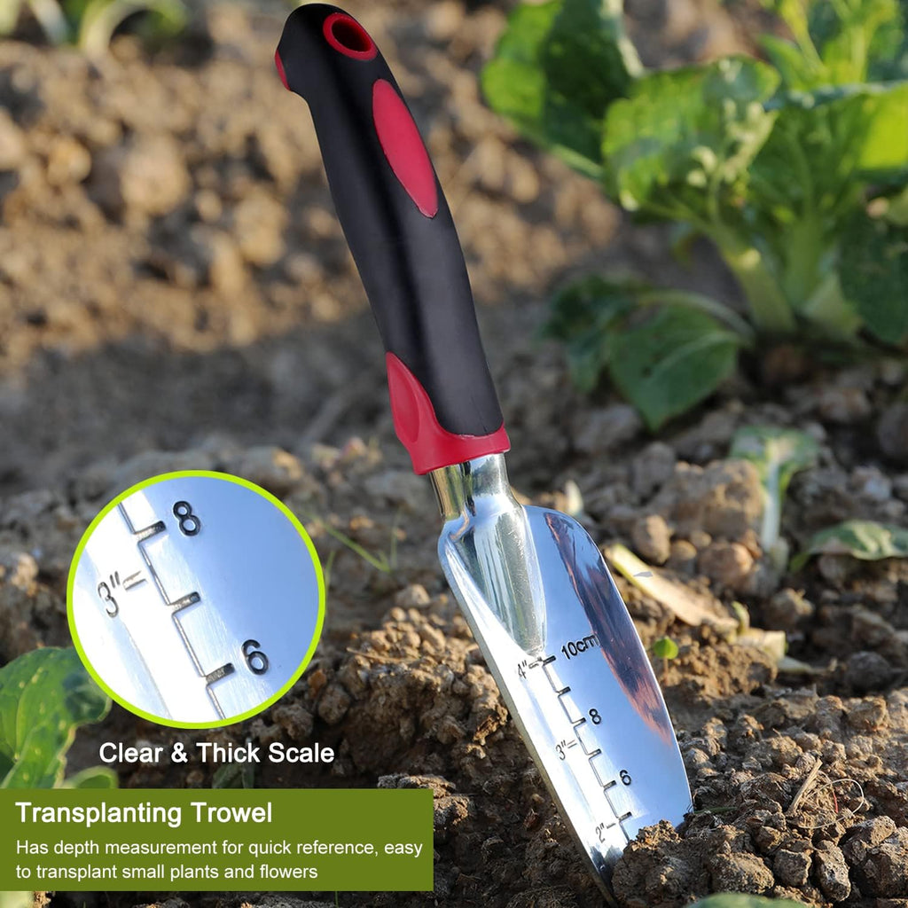 Garden Tool Set, 3 Piece Heavy Duty Garden Trowels Cast-Aluminum Garden Hand Shovels with Non-Slip Rubber Grip, Idea for Transplanting, Weeding, Digging and Planting - view 4