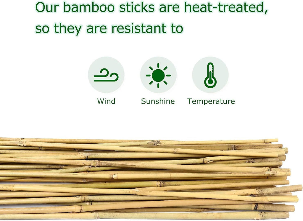 Bamboo Stakes 4ft Natural Plant Stakes for Tomatoes, Beans, Climbing Plants Support - 25 Pack Bamboo Sticks for Plants - view 3