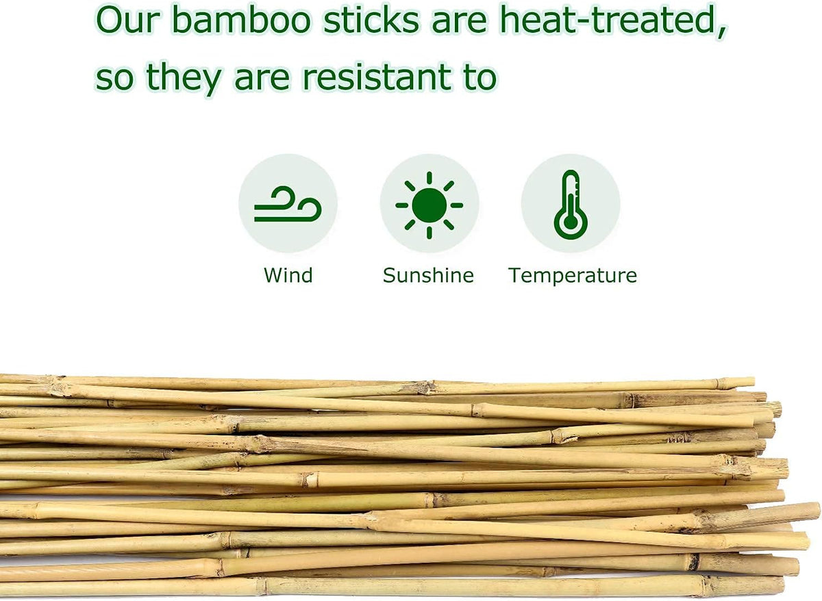 Bamboo Stakes 4ft Natural Plant Stakes for Tomatoes, Beans, Climbing Plants Support - 25 Pack Bamboo Sticks for Plants - view 3