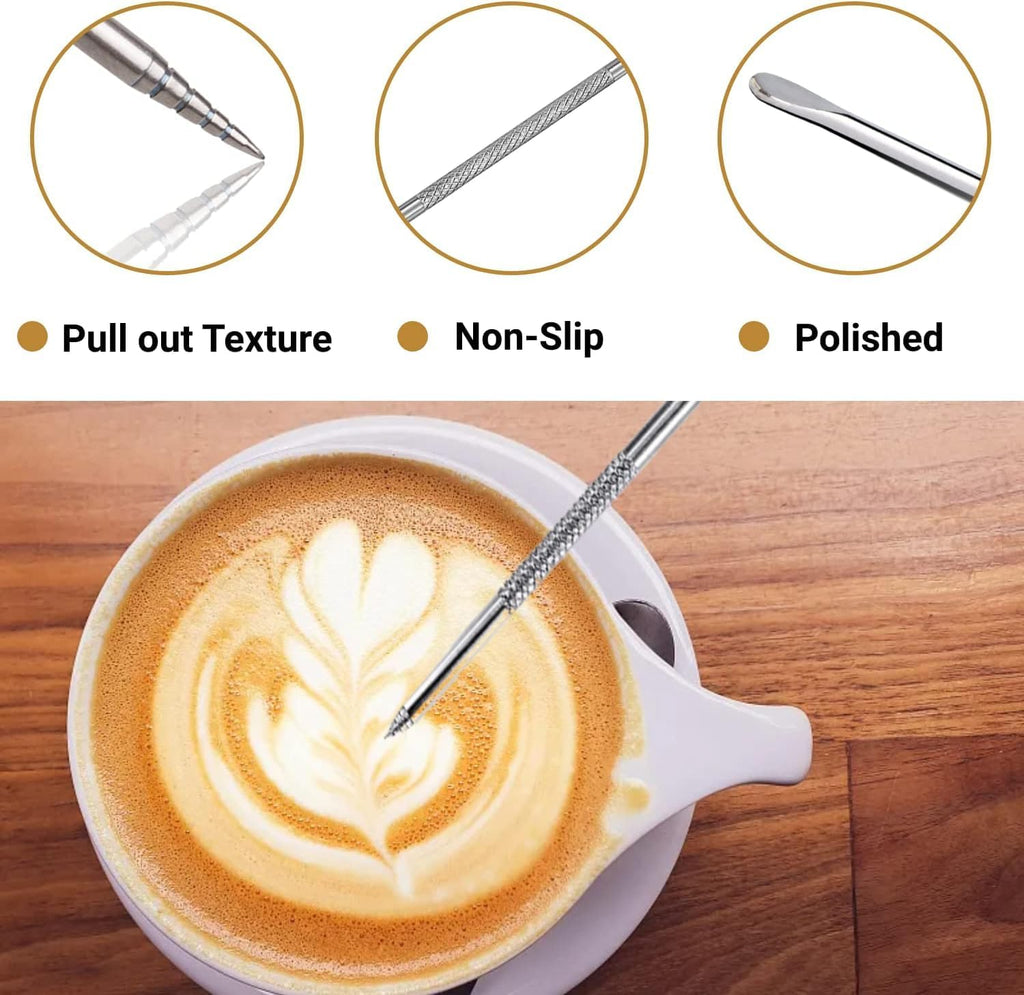 Milk Frothing Pitcher, 600ml (20oz) Milk Frother Cup Stainless Steel Jug Steaming Pitcher, Milk Coffee Cappuccino Latte Art Barista Steam Pitchers Milk Jug Cup with Decorating Pen - view 5