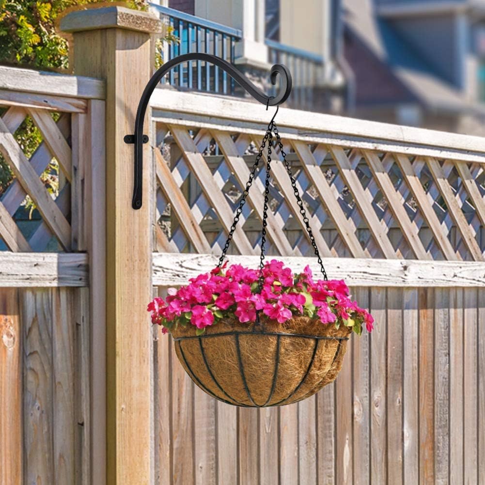 Heavy-Duty Plant Hanger Outdoor: 50 Lbs Wall Mount Bracket Hook | 12 Inch / 2 Pieces Hanging Metal Bracket for Wooden Fence, Rust Proof Solid Iron, Hardware for Brick Wall, Yard Decor - view 8