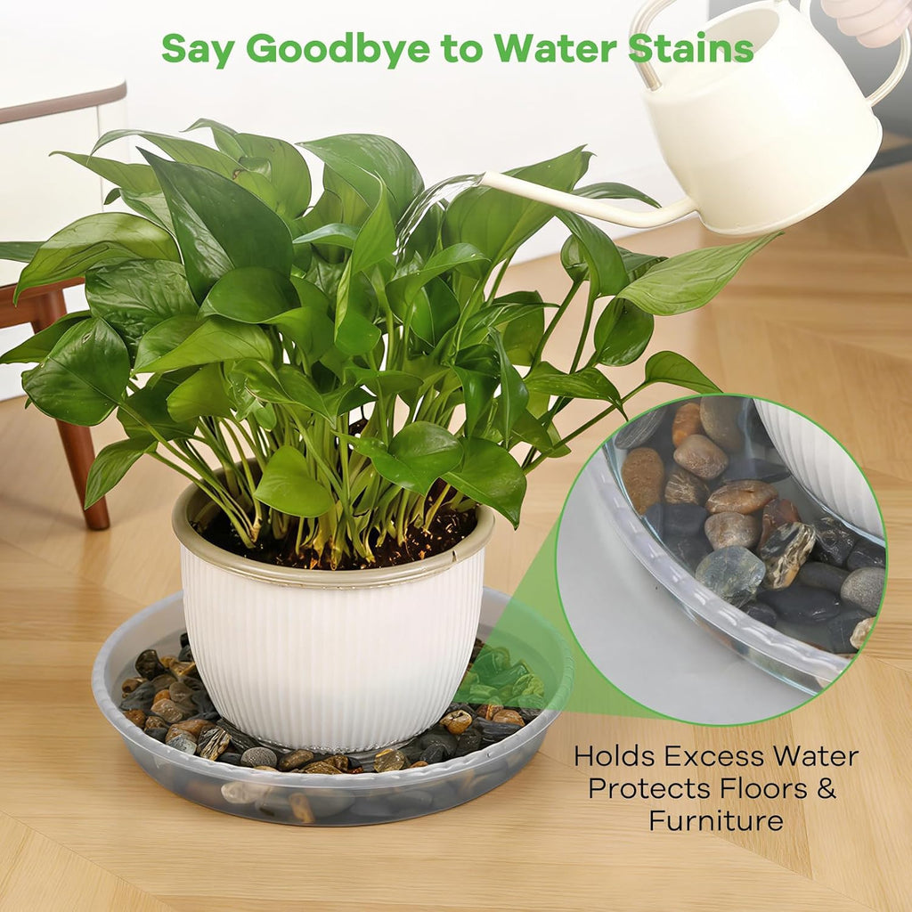 14 Pack Clear Plant Saucers for Indoors(6/8/10 Inch) – Extra Thick & Deep Plastic Plant Trays for Pots, Heavy Duty Indoor Outdoor Drip Trays, Stackable Water Catcher for Houseplants, Garden & Balcony - view 5