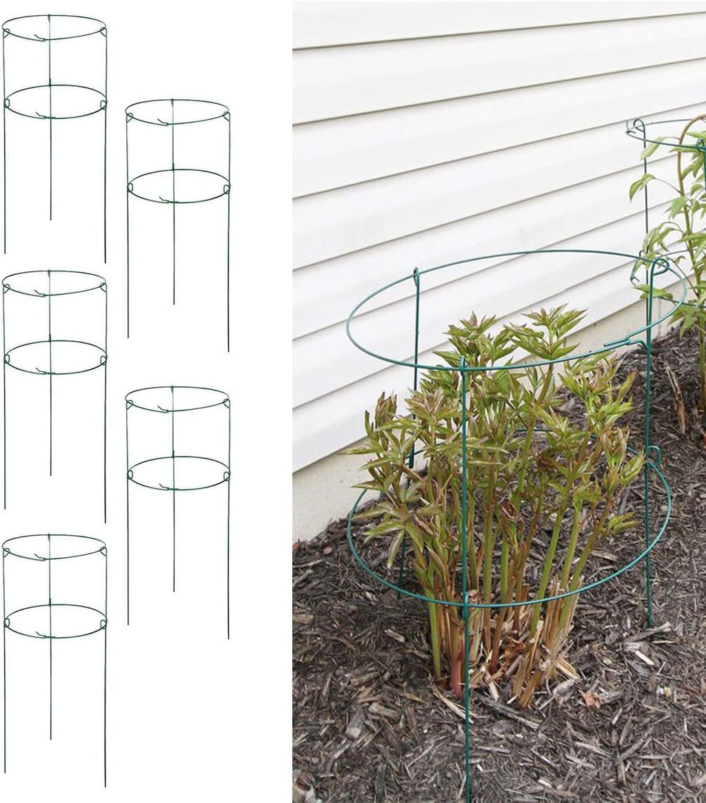 10 Pack 16 x 24 inch Green Peony Cages Grow Through Plant Support Stakes Flower Support Hoops Heavy Plants Brace Rings - view 6