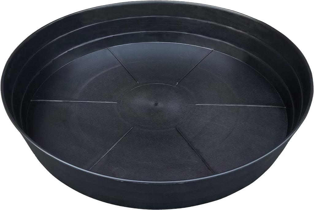 Plant Saucers 10 12 14 16 18 20 25 Inch, 4 Pack of Plastic Plant saucers for Pots，Extra-Deep Plant Water Dray Tray, Bird Bath Bowl, Heavy Plant Trays Indoors and Outdoor No Holes (12 Inch, Black) - view 3