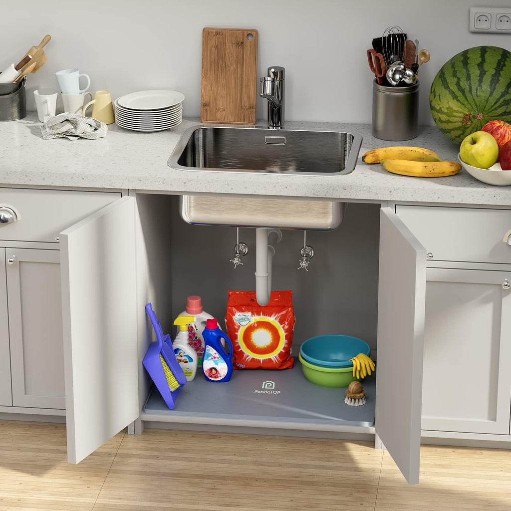 Under Sink Mat, 34" x 22" Silicone Kitchen Cabinet Tray, Waterproof & Flexible Under Sink Liner for Kitchen Bathroom and Laundry Room - view 7