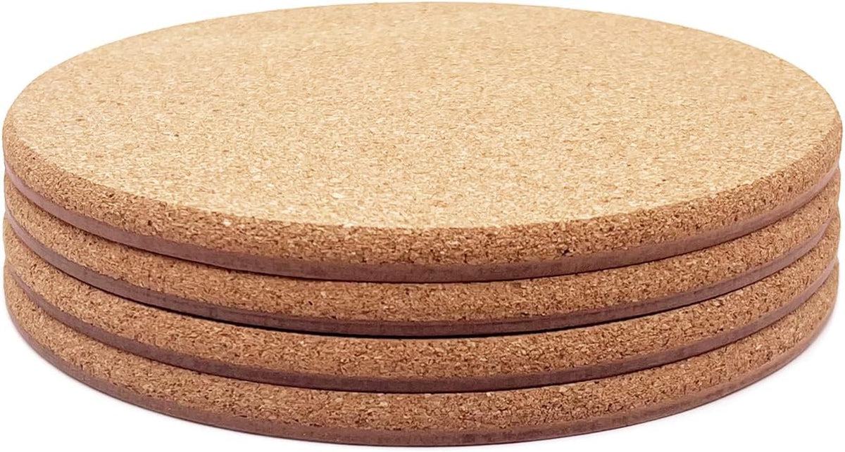 Cork Plant Coasters, Double Layers, 3 Sizes (4/6/8 Inch), 10 Pcs | Double Layers, Eucalyptus Wood Back, Thick & Hard, Absorbent Cork Plant Mats, Cork Trivets for Hot Dishes, For House Plants - view 3