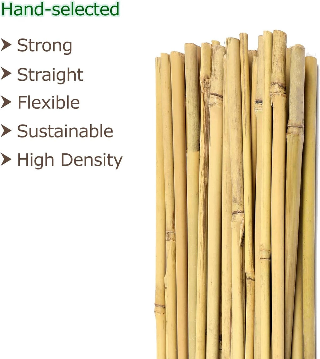 Bamboo Stakes 4ft Natural Plant Stakes for Tomatoes, Beans, Climbing Plants Support - 25 Pack Bamboo Sticks for Plants - view 2