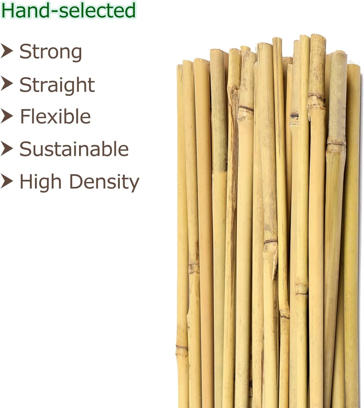 Bamboo Stakes 4ft Natural Plant Stakes for Tomatoes, Beans, Climbing Plants Support - 25 Pack Bamboo Sticks for Plants - view 2