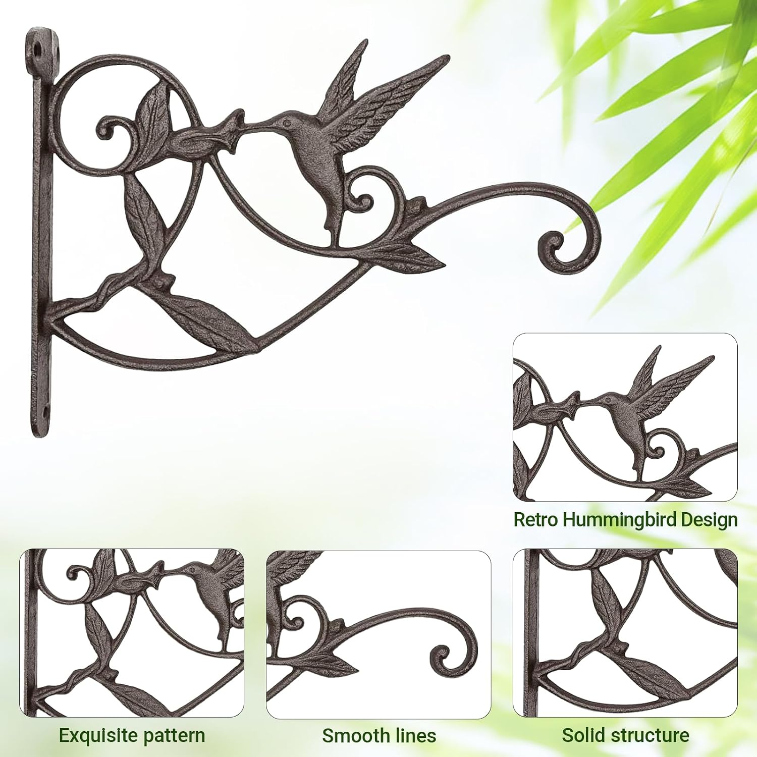 Hanging Plant Bracket Hook Iron Decorative Plant Hanger for Flower Basket Bird Feeder Wind Chime Lanterns, 1 Pack | 1 Pack, Rust-Proof, Bird Shaped Design, Easy Mount, Wall Hook for Flower Basket Wind Chimes Lantern, Indoor Garden Patio - view 2