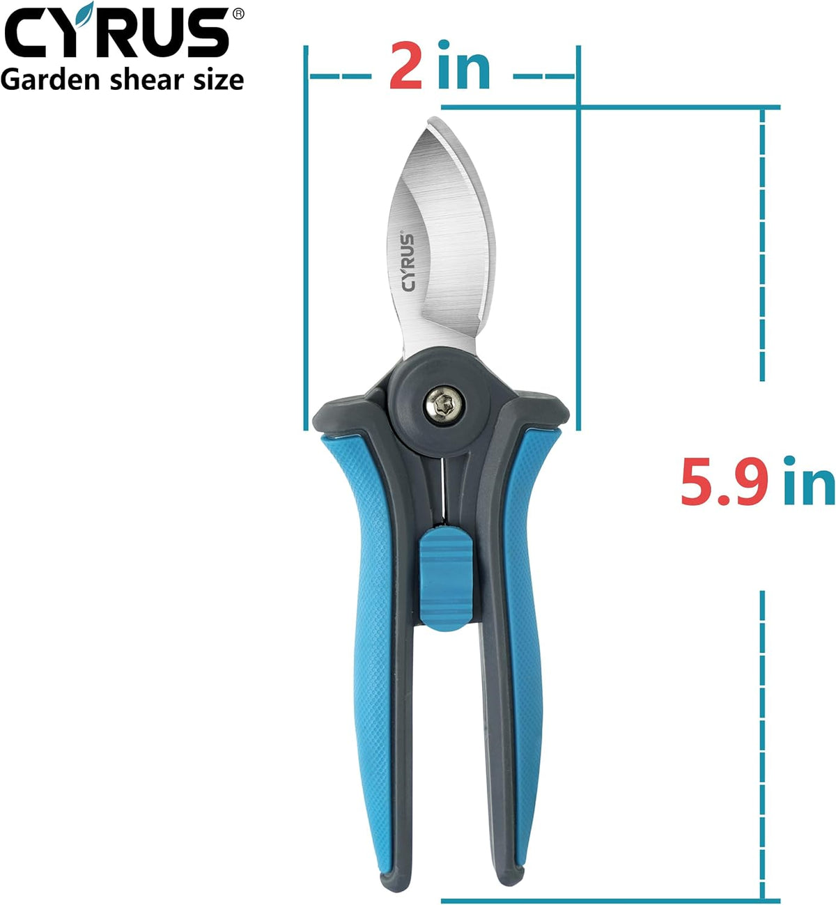 6 inch curved blade small pruning shears stainless steel hand pruner snips | smooth cutting blades, built-in spring rebound, anti-slip ergonomic grips, perfect for garden, flower and houseplant care - view 2