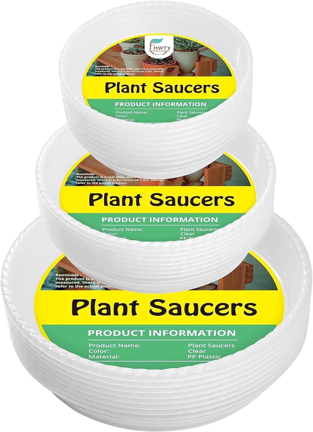 9 pack of 5'' & 7'' & 9'' clear plant saucer drip trays, plant tray for pots & plastic plant saucer, made of thicker & stronger plastic with large capacity design (5 inch x3+7 inch x 3+9 inch x 3)