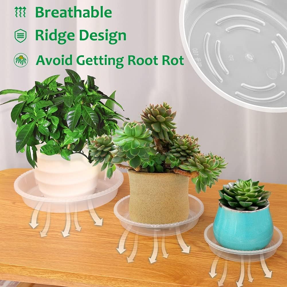 9 pack of 5'' & 7'' & 9'' clear plant saucer drip trays, plant tray for pots & plastic plant saucer, made of thicker & stronger plastic with large capacity design (5 inch x3+7 inch x 3+9 inch x 3) - view 5