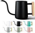 Metal small indoor watering can with long spout & real wood handle, 35oz | long spout, stainless steel, real wood handle, gentle flow, no spills, suitable for house plants, succulents & seedlings