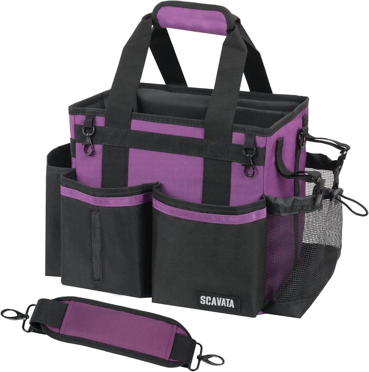 Compact Wearable Cleaning Caddy with Handle & Shoulder Straps | Small Cleaning Supplies Organizer, Under Sink & Car Cleaning Tools Storage Bag for Housekeepers Cleaners, Black - view 6