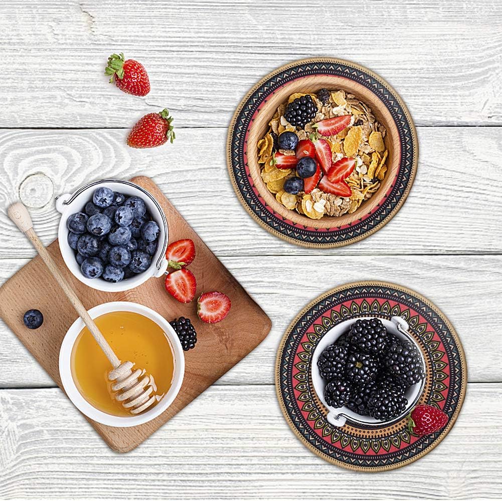 Colorful Boho Plant Pot Mat Set of 6 Absorbent Non Slip for Table Desk Floor 8.5 Inch - view 6