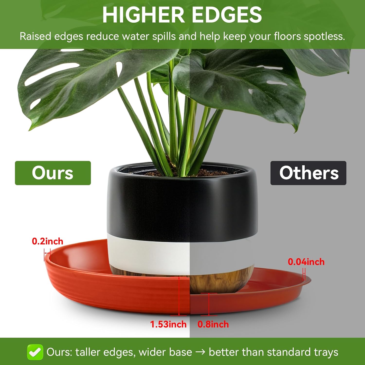 15 Pack Plant Trays for Pots 1.5" Deep Plant Saucers, Heavy Duty 8" 10" 12 inch Plant Tray Bulk Thickened Plant Plates to Catch Water, Durable Plant Saucer Flower Pot Accessories - view 4