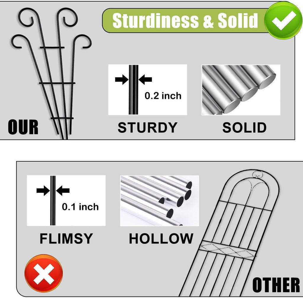 2 pack 31 inch black coated wave pot metal trellis stakes for climbing plants patio plant support for outdoor, rose, vegetable flower, backyard - view 3