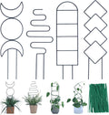 16inch Small Indoor Plant Trellis for Climbing Plants Outdoor | 4PK Black Garden Metal Trellis for Potted Plants with Different Patterns for Vine Ivy Flower Plant Support