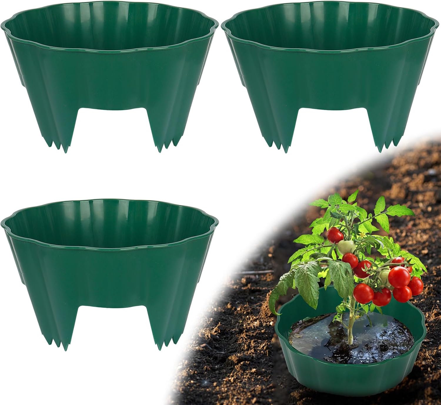 3 Pack of 12 Inch Planting Grow Rings, Planting Protective Round Garden Edging, Keeping Plants Separated, Weed Control and Directing Water to the Roots (12 Inch - 3 Pack - Brown) - view 5