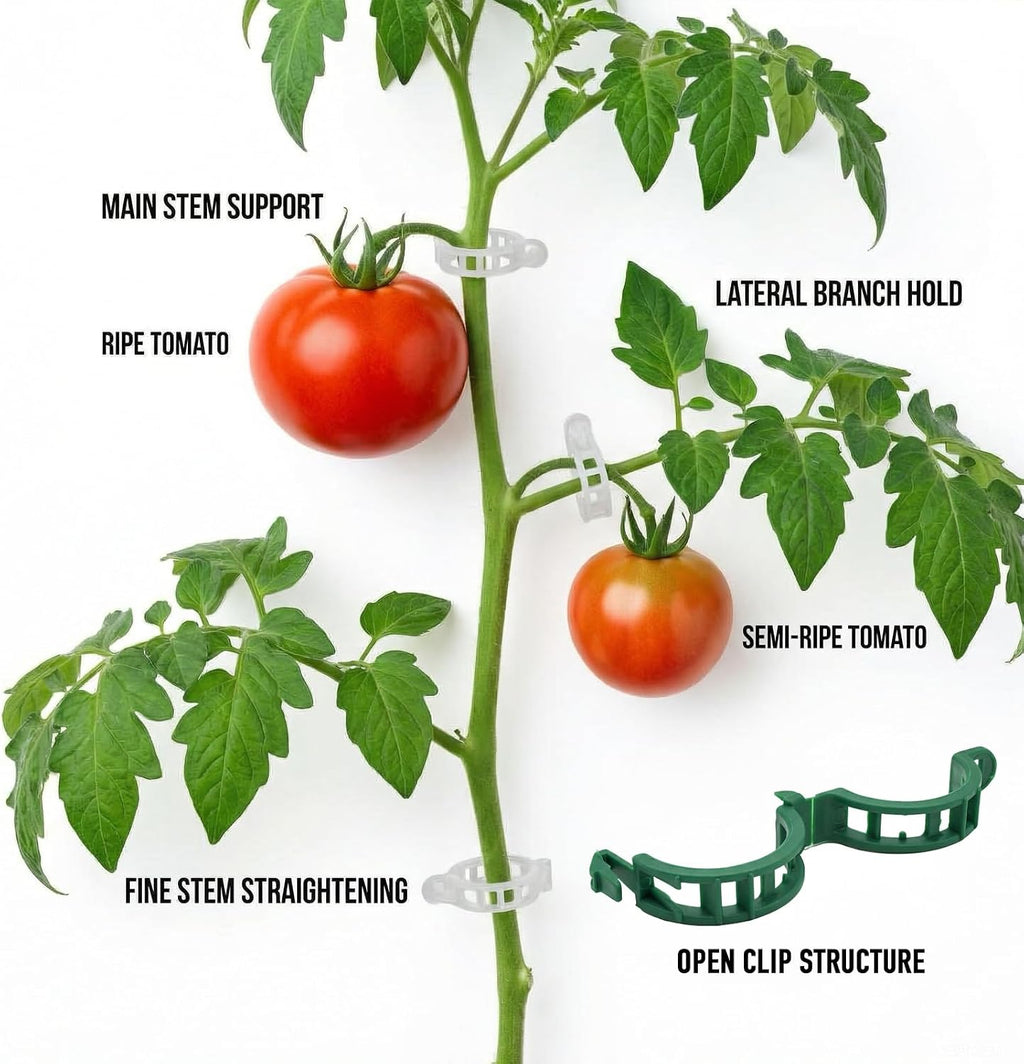 300Pcs Tomato Clips, Reusable Plant Support Clips for Climbing Plants, Garden Clips for Tomato Vine, Trellis Clips for String Trellis, Plant Fixing Clips for Vegetables (Green) - view 6