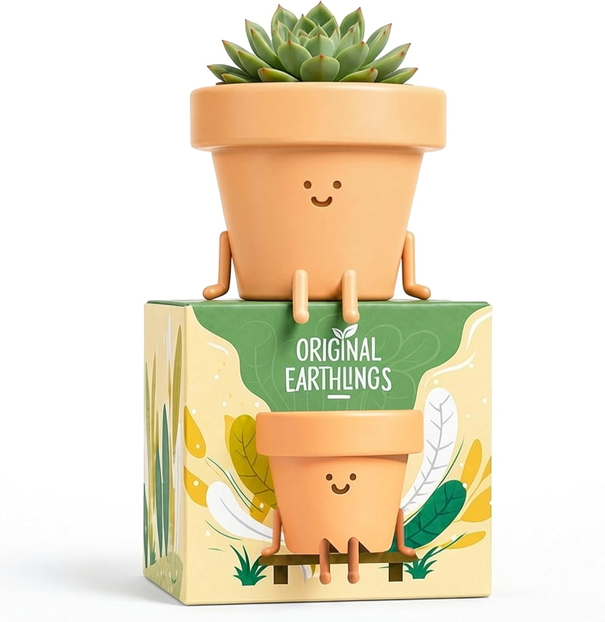 Sitting Small Plant Pot - 4 Inch Cute Plant Pot - Succulent & Cactus Christmas Planters, Removable Drainage Plug, Cute Decor Plant Gifts for Plant Lovers, Teacher Gifts