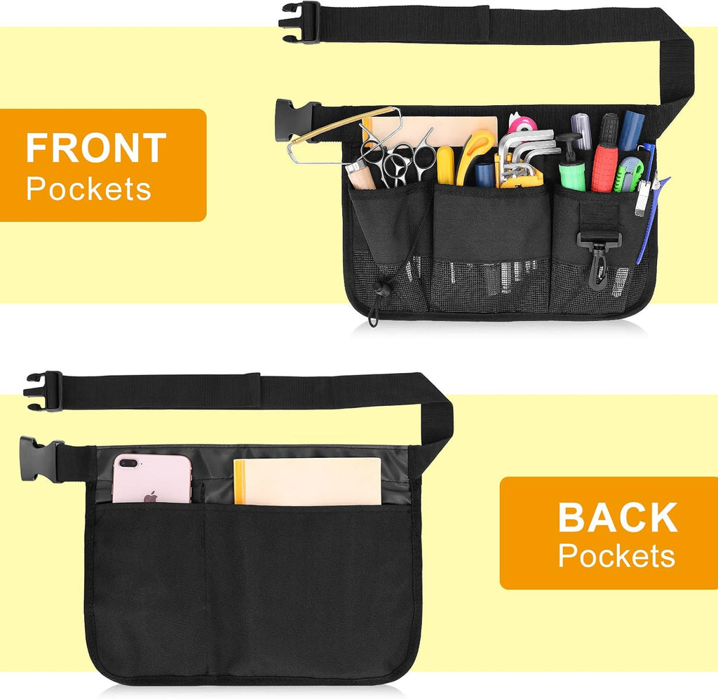 Gardening tool waist bag belt heavy duty Oxford tool apron with 7 pockets of different sizes and depth (black) - view 2
