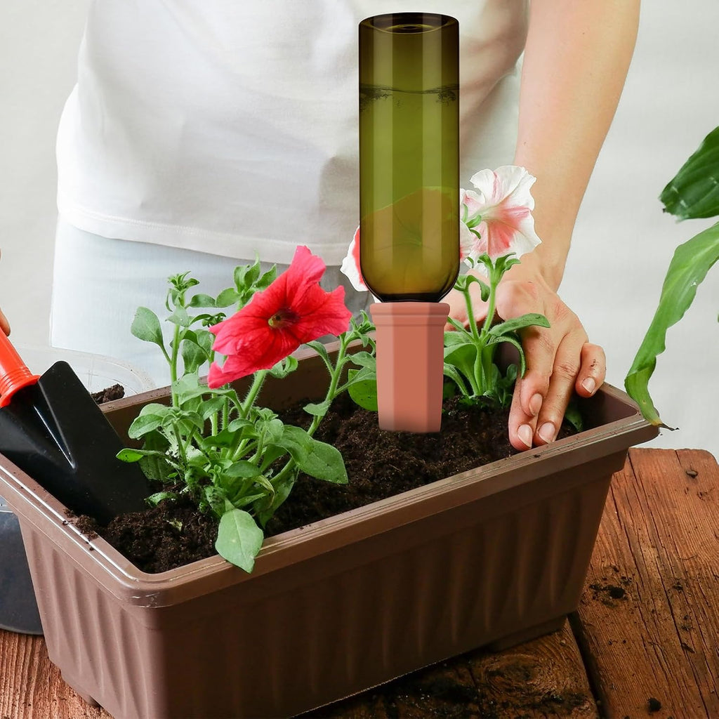 12 Pcs Watering Spikes for Indoor Plants Include Terracotta Self Watering Spikes Devices and 26 oz Plastic Bottles Slow Release Vacation Insert Automatic(Green) - view 7