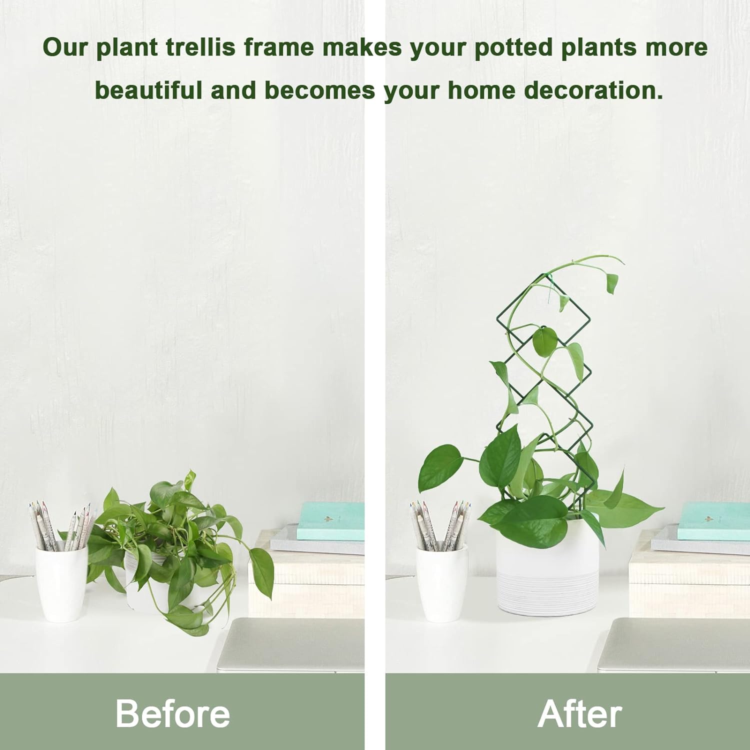 16inch Small Indoor Plant Trellis for Climbing Plants Outdoor | 4PK Black Garden Metal Trellis for Potted Plants with Different Patterns for Vine Ivy Flower Plant Support - view 4