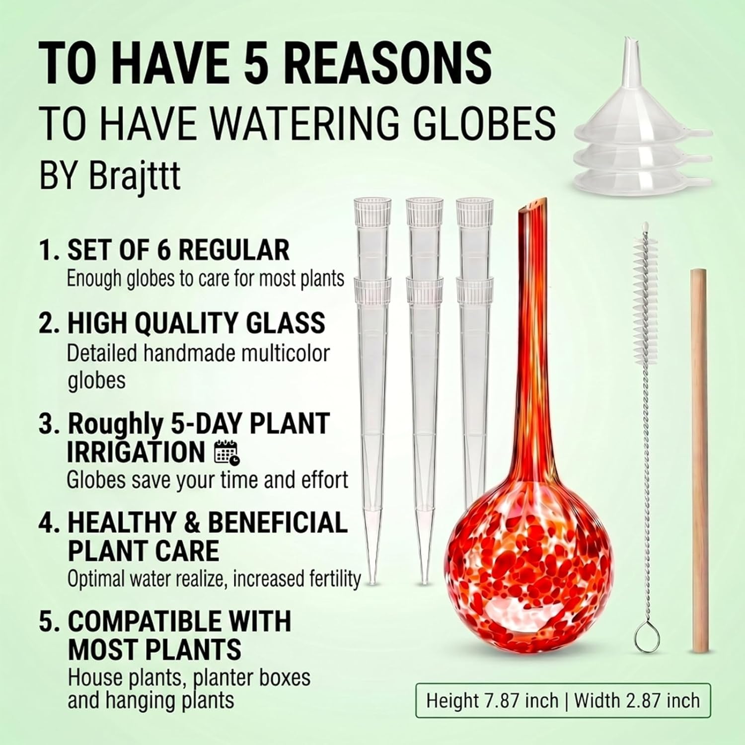 Self watering globes, 6 pack plant watering globes, plant water bulbs | glass automatic auto plant water bulbs for indoor & outdoor plants, multicolor medium, for daily use, vacation hydration devices - view 2