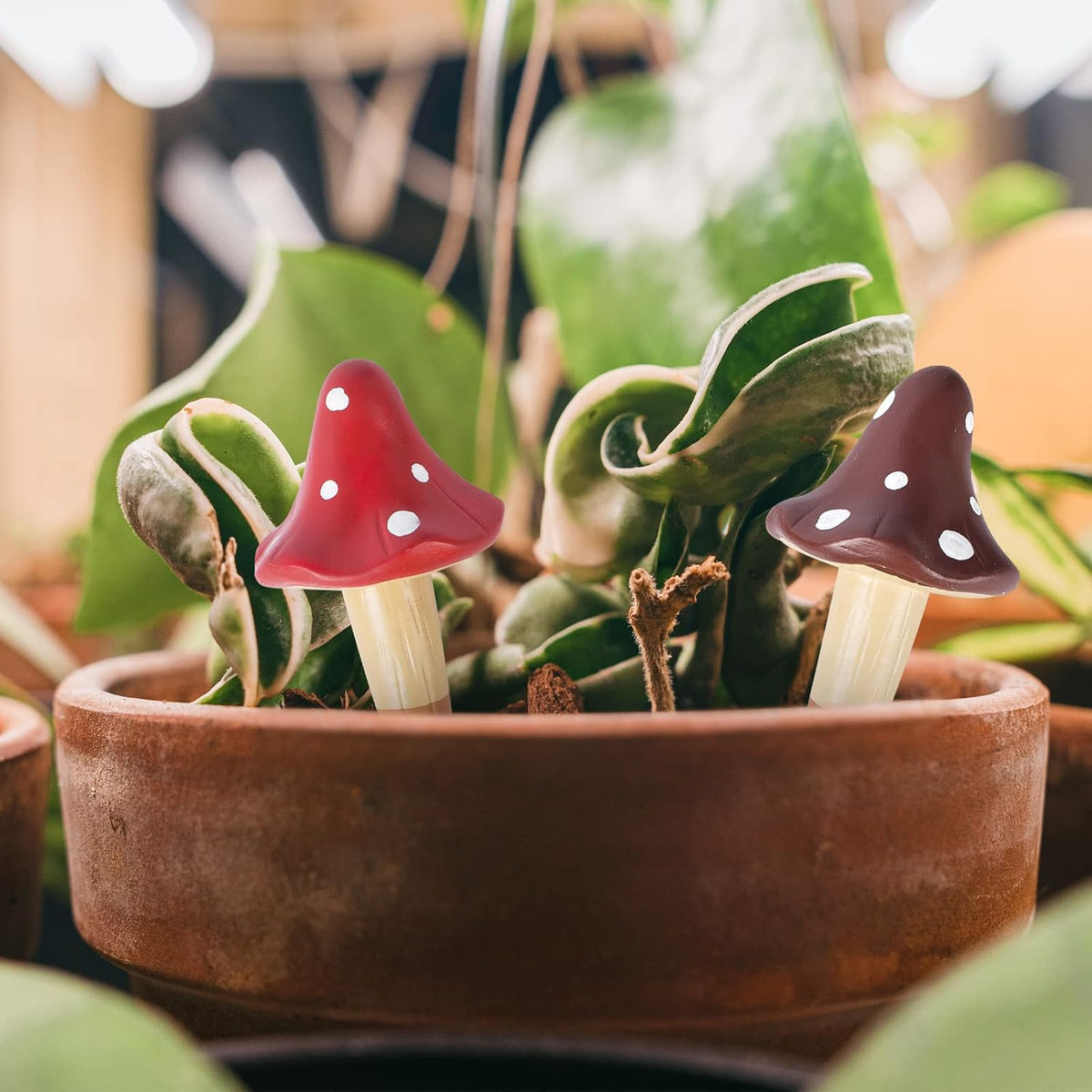 Self watering spikes mushroom shaped plant watering globes | irrigation terracotta watering device garden waterer for indoor outdoor plant 4 packs - view 8