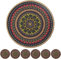 Colorful Boho Plant Pot Mat Set of 6 Absorbent Non Slip for Table Desk Floor 8.5 Inch