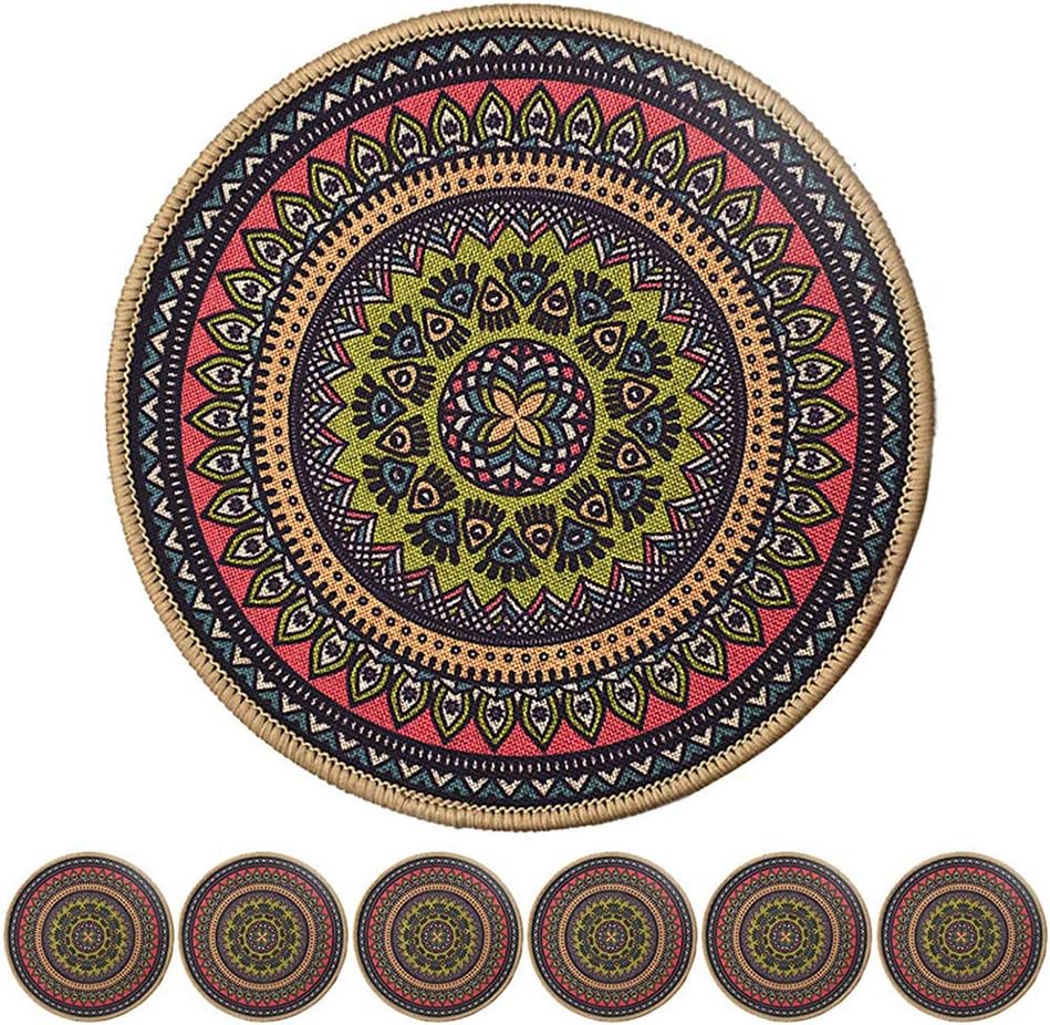 Colorful Boho Plant Pot Mat Set of 6 Absorbent Non Slip for Table Desk Floor 8.5 Inch