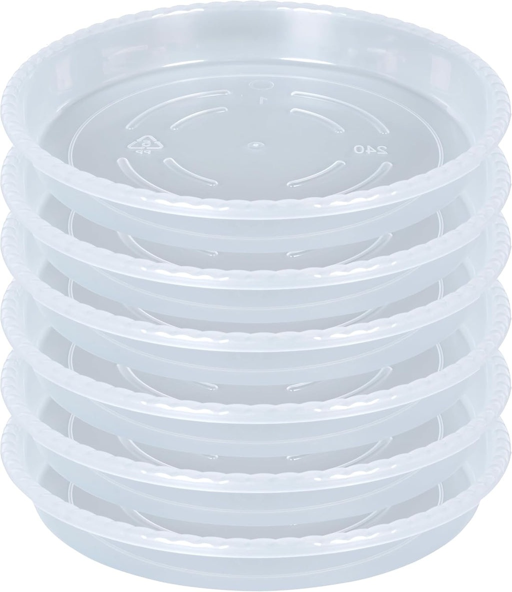 Plant saucer 6 pack of 4 6 8 10 12 14 16 inch, clear plastic flower plant pot saucer, heavy duty plant drip trays saucers for indoor, plant water tray for planters (6", clear)