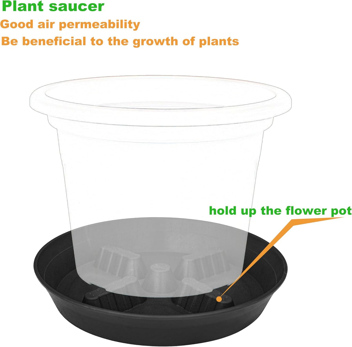 4 pack plant saucer 8 inch, 10 12 14 17 inch, plant stand plastic plant saucers for indoors outdoor, heavy duty flower planter drip trays for pots, pot saucers for plants, grow bags saucers - view 5